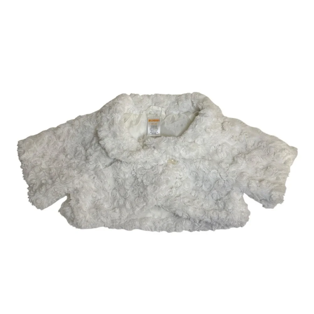 Lot Of 2 Gymboree‎ & Wonder Nation Girl White Faux Fur Winter Coat Cape  4 & 6